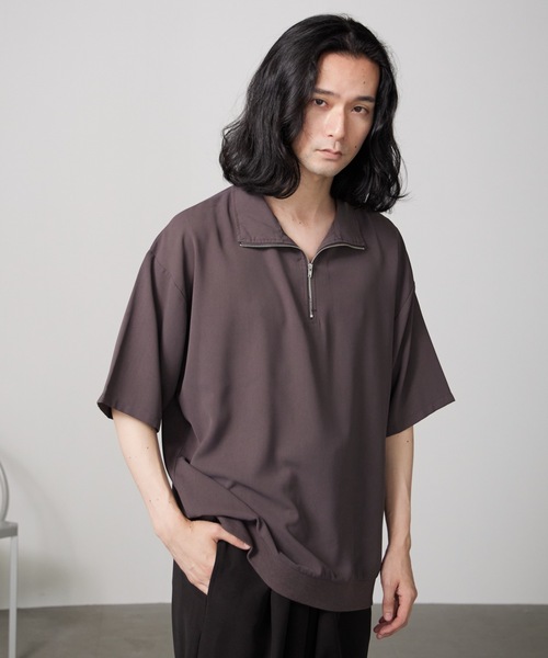 MandO（nemne store）（エムオー）の「【MandO】ハーフジッププルオーバー（シャツ/ブラウス・メンズ・ブラック系/ブラウン系/ライトグレー系/ブルー/チャコール/ブラック・MEDIUM/LARGE）」の4枚目の写真