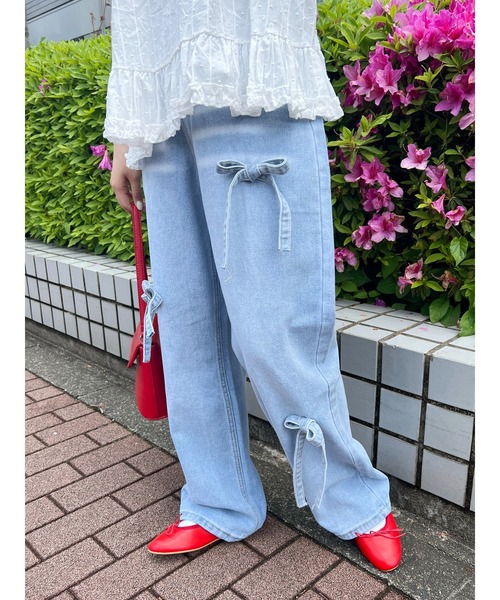 ♥キキ様♥️シャーリーテンプル♥リボンウールコート&デニムパンツ♥120♥ WC（ダブル シー）の「リボンポイントデニム（デニムパンツ）」 - WEAR
