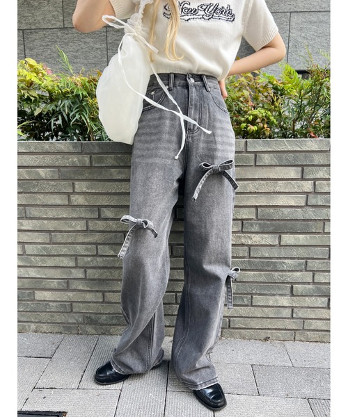 WC（ダブル シー）の「リボンポイントデニム（デニムパンツ・レディース・サックスブルー/ブラック・FREE）」の10枚目の写真