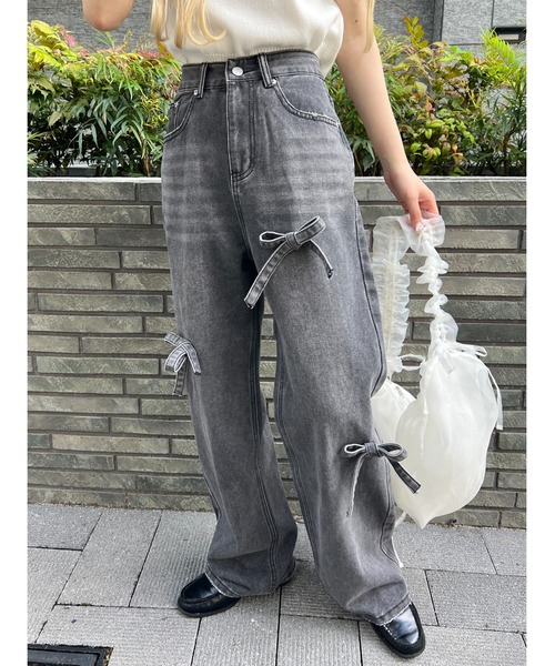 WC（ダブル シー）の「リボンポイントデニム（デニムパンツ・レディース・サックスブルー/ブラック・FREE）」の9枚目の写真