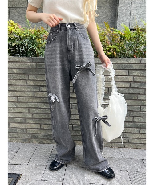 WC（ダブル シー）の「リボンポイントデニム（デニムパンツ・レディース・サックスブルー/ブラック・FREE）」の7枚目の写真