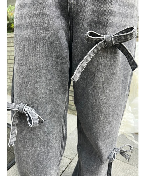 WC（ダブル シー）の「リボンポイントデニム（デニムパンツ・レディース・サックスブルー/ブラック・FREE）」の6枚目の写真