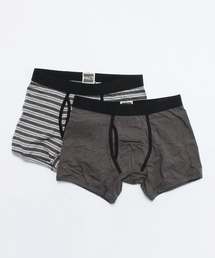 PACT（パクト）の「PACT（パクト）MEN'S BOXER BRIEF 2P-CHARCOAL HEATHER/GREY STRIPE（ボクサーパンツ・メンズ）」