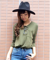 VENCEEXCHANGE | ポケ付き無地VネックT(Tシャツ/カットソー)