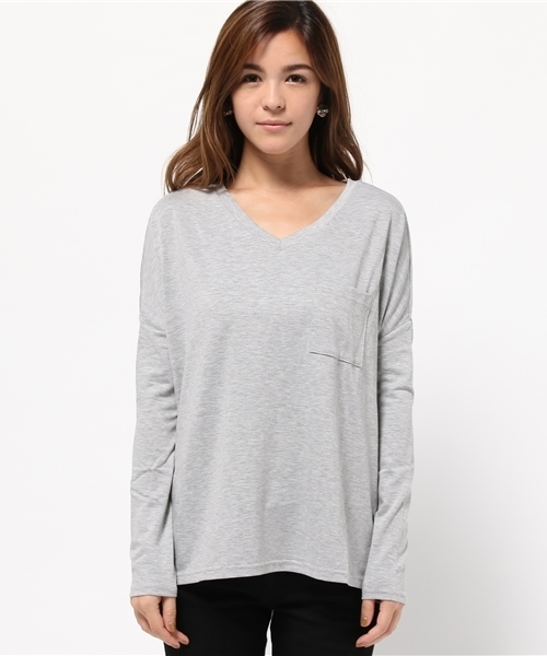 VENCEEXCHANGE（ヴァンスエクスチェンジ）の「ポケ付き無地VネックT（Tシャツ/カットソー・レディース・ホワイト/グレー/ブラック/オリーブ/ライトブラウン・MEDIUM）」の10枚目の写真