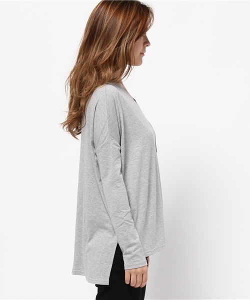 VENCEEXCHANGE（ヴァンスエクスチェンジ）の「ポケ付き無地VネックT（Tシャツ/カットソー・レディース・ホワイト/グレー/ブラック/オリーブ/ライトブラウン・MEDIUM）」の11枚目の写真