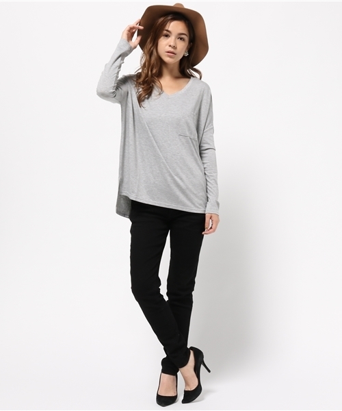 VENCEEXCHANGE（ヴァンスエクスチェンジ）の「ポケ付き無地VネックT（Tシャツ/カットソー・レディース・ホワイト/グレー/ブラック/オリーブ/ライトブラウン・MEDIUM）」の13枚目の写真