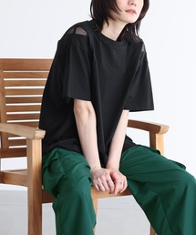 ショルダーメッシュ切替Tシャツ