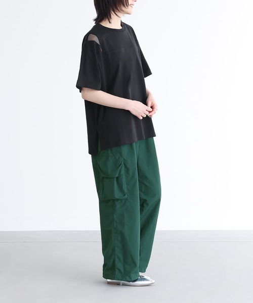 n'OrLABEL(ノアールレーベル)の「ショルダーメッシュ切替Tシャツ(Tシャツ/カットソー・レディース・グレイッシュブルー/オフホワイト/ブラック・FREE)」の16枚目の写真