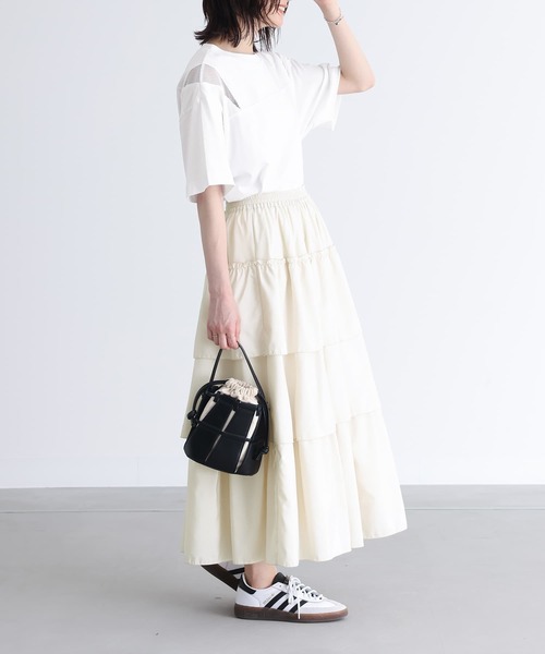 n'OrLABEL(ノアールレーベル)の「ショルダーメッシュ切替Tシャツ(Tシャツ/カットソー・レディース・グレイッシュブルー/オフホワイト/ブラック・FREE)」の21枚目の写真