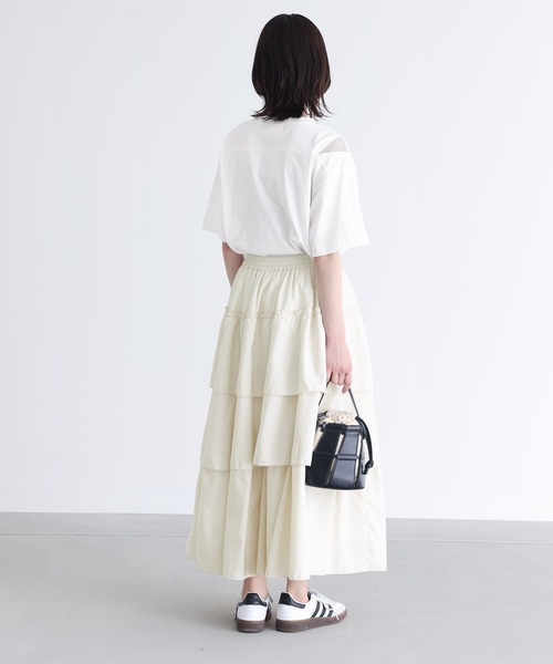 n'OrLABEL(ノアールレーベル)の「ショルダーメッシュ切替Tシャツ(Tシャツ/カットソー・レディース・グレイッシュブルー/オフホワイト/ブラック・FREE)」の22枚目の写真