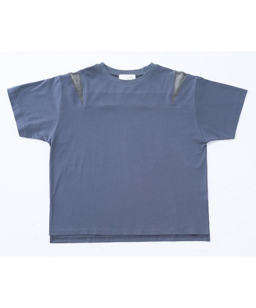 n'OrLABEL(ノアールレーベル)の「ショルダーメッシュ切替Tシャツ(Tシャツ/カットソー・レディース・グレイッシュブルー/オフホワイト/ブラック・FREE)」の13枚目の写真