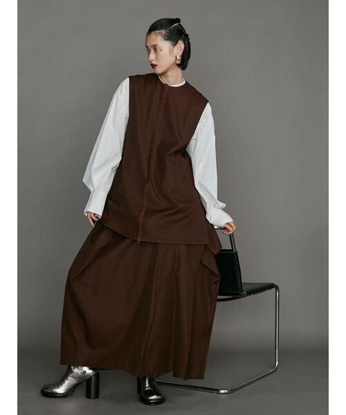 UN3D.（アンスリード）の「FRINGE POINT TUCK SK / フリンジポイントタックスカート（スカート・レディース・ブラウン/ブラック・36/38）」の17枚目の写真