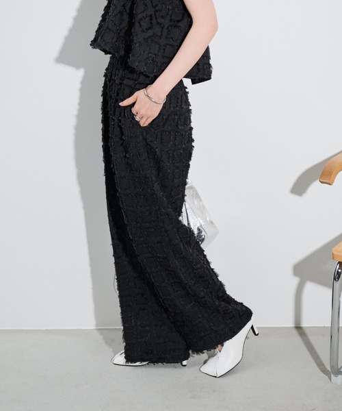 Shelly island（シェリーアイランド）の「ジャガードイージーパンツ（その他パンツ・レディース・ホワイト/ブラック・FREE）」の5枚目の写真