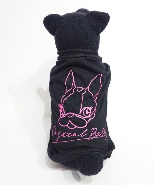 CRYSTAL BALL(クリスタルボール)の「Dog LOGO T-shirt(ペットウェア・レディース・ホワイト/ブラック・MEDIUM/LARGE)」の2枚目の写真