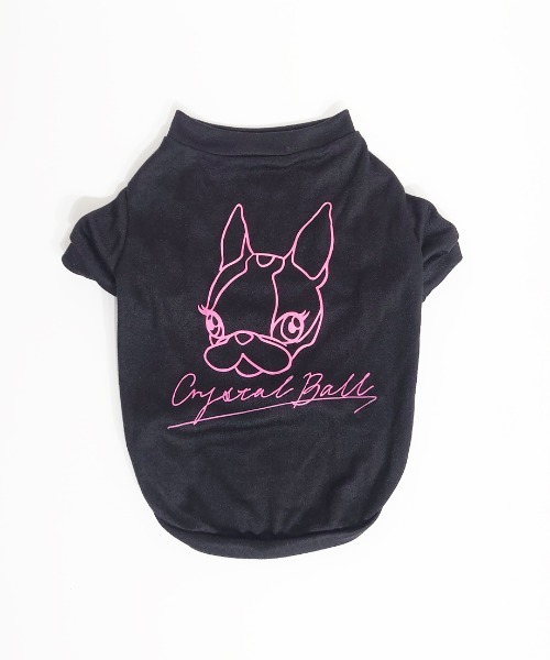 CRYSTAL BALL(クリスタルボール)の「Dog LOGO T-shirt(ペットウェア・レディース・ホワイト/ブラック・MEDIUM/LARGE)」の5枚目の写真