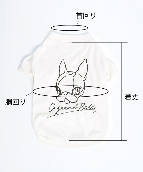 CRYSTAL BALL(クリスタルボール)の「Dog LOGO T-shirt(ペットウェア・レディース・ホワイト/ブラック・MEDIUM/LARGE)」の10枚目の写真