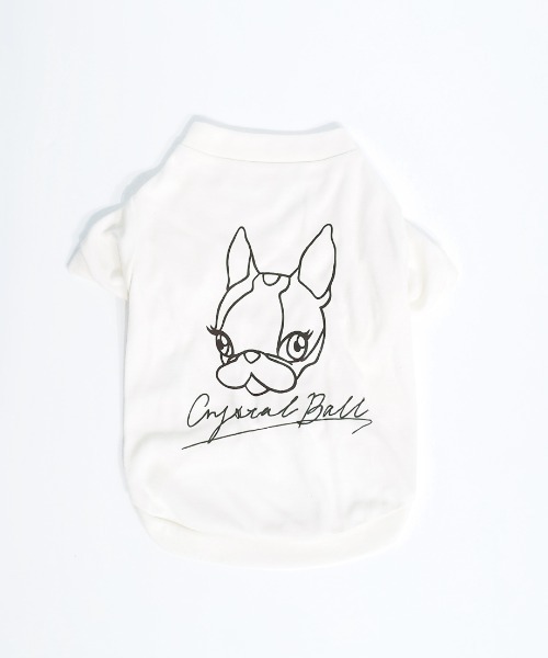 CRYSTAL BALL(クリスタルボール)の「Dog LOGO T-shirt(ペットウェア・レディース・ホワイト/ブラック・MEDIUM/LARGE)」の9枚目の写真