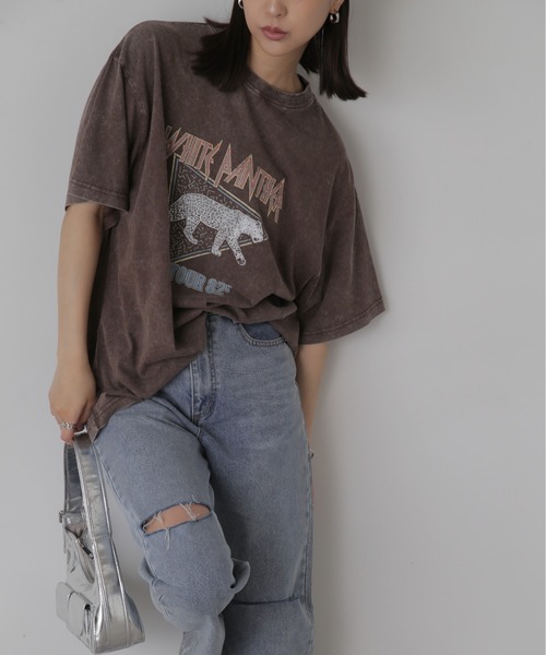 FREE'S MART（フリーズマート）の「◆硫化染めビッグロックＴシャツ（Tシャツ/カットソー・レディース・ブラック/ブラウン・FREE）」の2枚目の写真