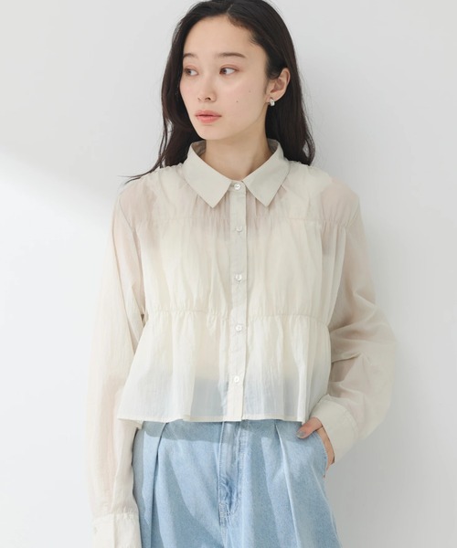 earth music&ecology(アースミュージックアンドエコロジー)の「シャーリングシャツ(シャツ/ブラウス・レディース・アイボリー/グレイッシュベージュ/コーラル・FREE)」の1枚目の写真
