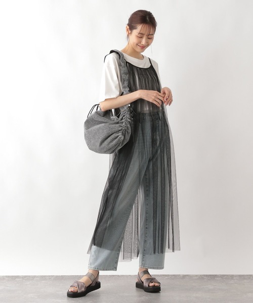 グリーン系チェック 半袖シャツワンピース GLOBAL WORK（グローバル