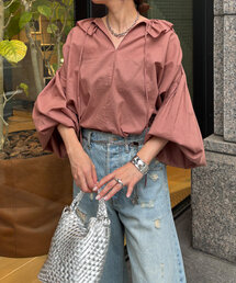 DouDou | コットンシアーフリルブラウス(シャツ/ブラウス)