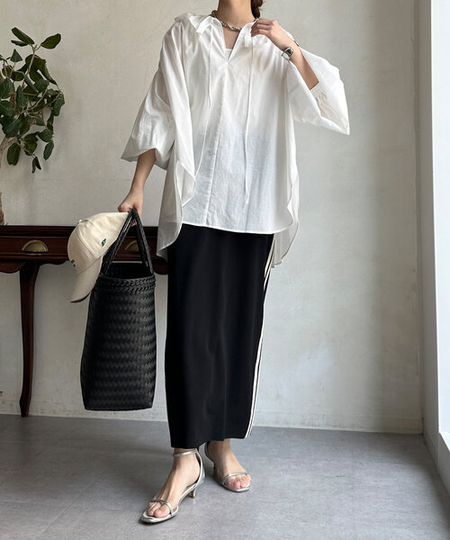 DouDou(ドゥドゥ)の「コットンシアーフリルブラウス(シャツ/ブラウス・レディース・モカ/ホワイト/ブラック・FREE)」の7枚目の写真