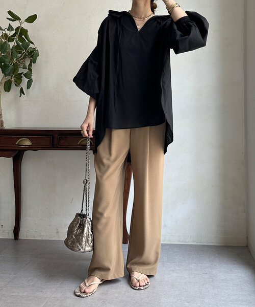 DouDou(ドゥドゥ)の「コットンシアーフリルブラウス(シャツ/ブラウス・レディース・モカ/ホワイト/ブラック・FREE)」の22枚目の写真