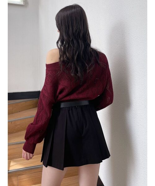 GYDA(ジェイダ)の「ベルトSETプリーツスカートライクショートパンツ(スカート・レディース・ブラック/グレー・FREE)」の4枚目の写真