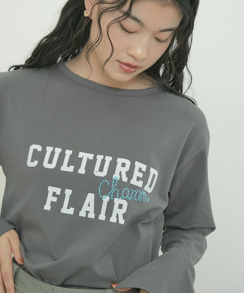 VIS（ビス）の「スタッズ×ロゴデザインロングTシャツ（Tシャツ/カットソー・レディース・スミクロ/ホワイト系その他/ブラウン系その他2・FREE）」の6枚目の写真