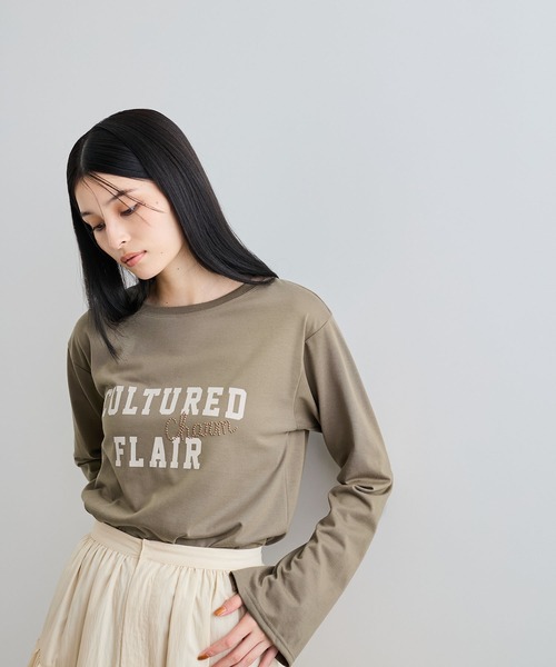 VIS（ビス）の「スタッズ×ロゴデザインロングTシャツ（Tシャツ/カットソー・レディース・スミクロ/ホワイト系その他/ブラウン系その他2・FREE）」の22枚目の写真