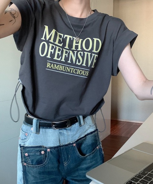 B.I.D.（ビーアイディー）の「《サイドロースト》クロップドTシャツ Y2K（MA）（Tシャツ/カットソー・レディース・ホワイト/ダークグレー・FREE）」の10枚目の写真