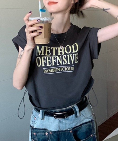 B.I.D.（ビーアイディー）の「《サイドロースト》クロップドTシャツ Y2K（MA）（Tシャツ/カットソー・レディース・ホワイト/ダークグレー・FREE）」の6枚目の写真