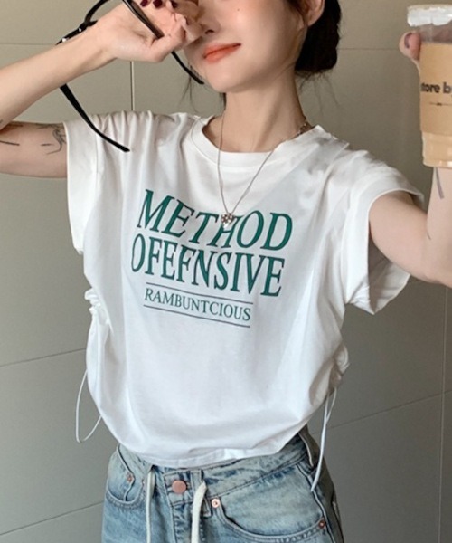 B.I.D.（ビーアイディー）の「《サイドロースト》クロップドTシャツ Y2K（MA）（Tシャツ/カットソー・レディース・ホワイト/ダークグレー・FREE）」の4枚目の写真