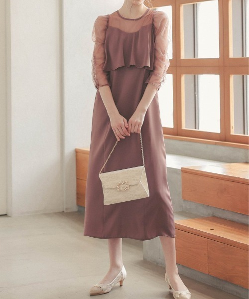 ★新品★お値下げ★ ドリードール　ギャザースリーブラインドレス　結婚式　お呼ばれ セール】ギャザースリーブIラインドレス結婚式お呼ばれ