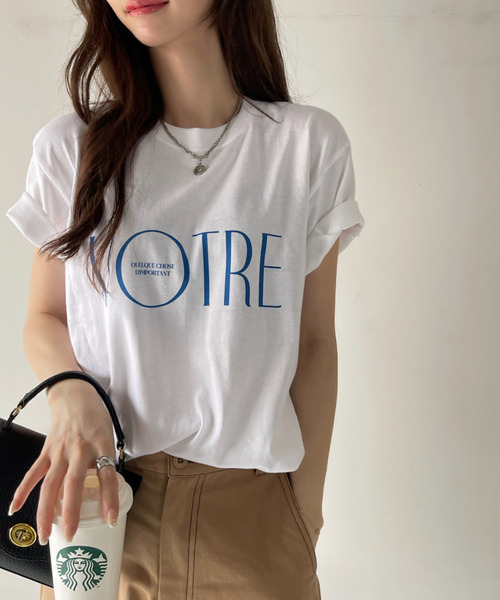 Ada.(エイダ)の「アソート フロントロゴ Tシャツ(Tシャツ/カットソー・レディース・ブラウン/ホワイト×レッド/ホワイト×グリーン/ホワイト×ブルー/ネイビー/チャコール/ブラック/ホワイト・FREE)」の5枚目の写真