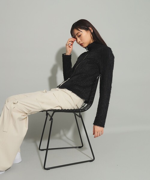 Ray BEAMS（レイビームス）の「シャギー ハイネック ジップ カーディガン（カーディガン/ボレロ・レディース・ブラック/ブラウン・ONE SIZE）」の15枚目の写真