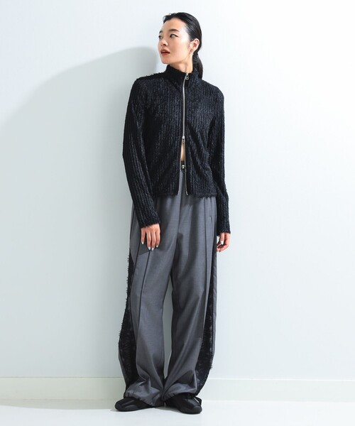 Ray BEAMS（レイビームス）の「シャギー ハイネック ジップ カーディガン（カーディガン/ボレロ・レディース・ブラック/ブラウン・ONE SIZE）」の7枚目の写真