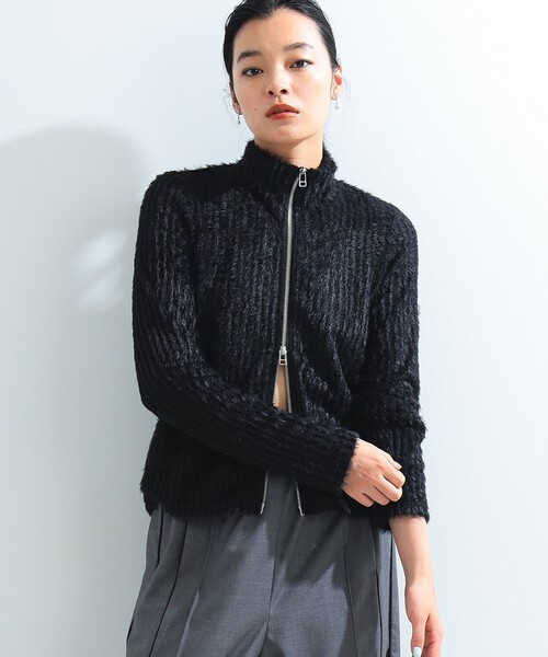 Ray BEAMS（レイビームス）の「シャギー ハイネック ジップ カーディガン（カーディガン/ボレロ・レディース・ブラック/ブラウン・ONE SIZE）」の6枚目の写真