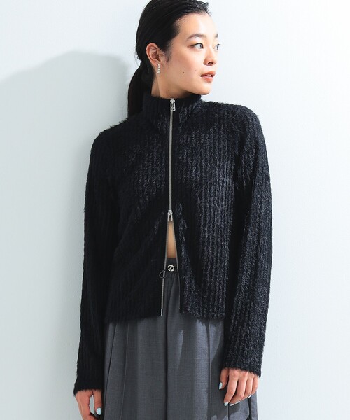 Ray BEAMS（レイビームス）の「シャギー ハイネック ジップ カーディガン（カーディガン/ボレロ・レディース・ブラック/ブラウン・ONE SIZE）」の5枚目の写真