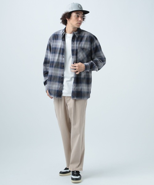 BAYFLOW（ベイフロー）の「インディゴソフトチェックシャツ（シャツ/ブラウス・メンズ・オレンジ/ブラック/ブルー・MEDIUM/LARGE）」の11枚目の写真