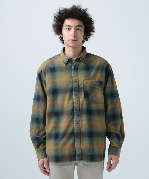 BAYFLOW（ベイフロー）の「インディゴソフトチェックシャツ（シャツ/ブラウス・メンズ・オレンジ/ブラック/ブルー・MEDIUM/LARGE）」の8枚目の写真