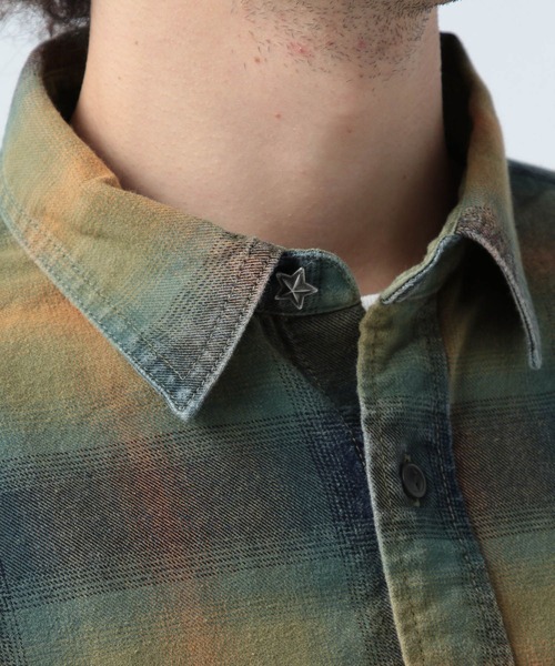 BAYFLOW（ベイフロー）の「インディゴソフトチェックシャツ（シャツ/ブラウス・メンズ・オレンジ/ブラック/ブルー・MEDIUM/LARGE）」の17枚目の写真