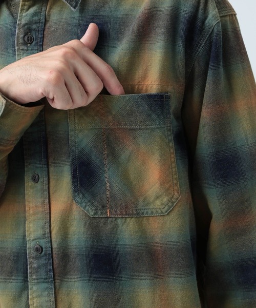 BAYFLOW（ベイフロー）の「インディゴソフトチェックシャツ（シャツ/ブラウス・メンズ・オレンジ/ブラック/ブルー・MEDIUM/LARGE）」の16枚目の写真