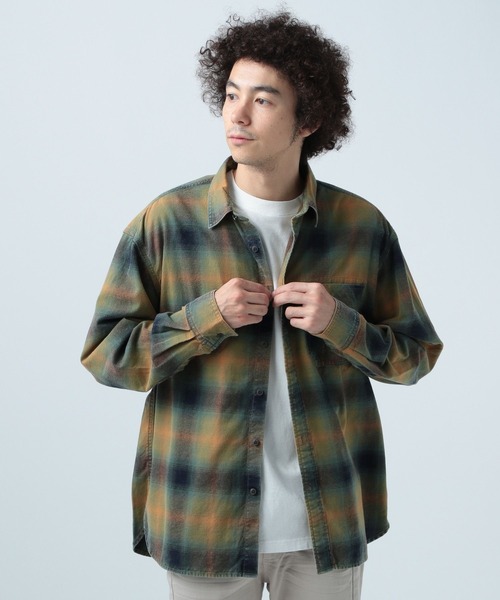 BAYFLOW（ベイフロー）の「インディゴソフトチェックシャツ（シャツ/ブラウス・メンズ・オレンジ/ブラック/ブルー・MEDIUM/LARGE）」の22枚目の写真