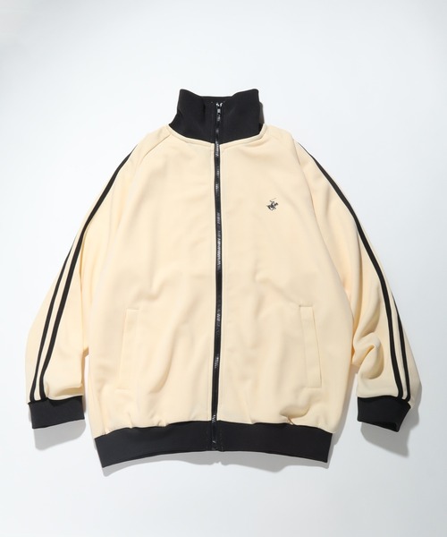 BEVERLY HILLS POLO CLUB（ビバリーヒルズポロクラブ）の「【BEVERLY HILLS POLO CLUB / ビバリーヒルズ ポロクラブ】 ダンボール ニット トラック ジャケット（ジャージ・メンズ・スミクロ/レッド系その他/ホワイト系その他/ブラック系その他/ブラウン系その他/ホワイト×ブラック・M/L/LL）」の2枚目の写真