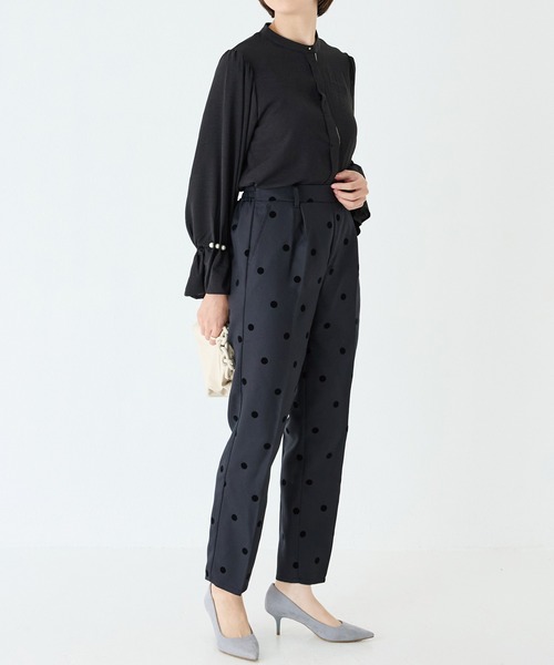 【美品少しほつれあり】NalaLong slit all inone 値段交渉可 セール】ツイルクロスフロッキーパンツ（スラックス）｜INCEDE