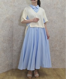 axes femme | 重ね着風ストライプシャツワンピース(ワンピース)