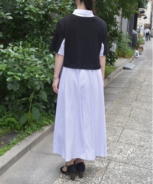 axes femme(アクシーズファム)の「重ね着風ストライプシャツワンピース(ワンピース・レディース・キナリ/ネイビー/ブラック・FREE)」の5枚目の写真