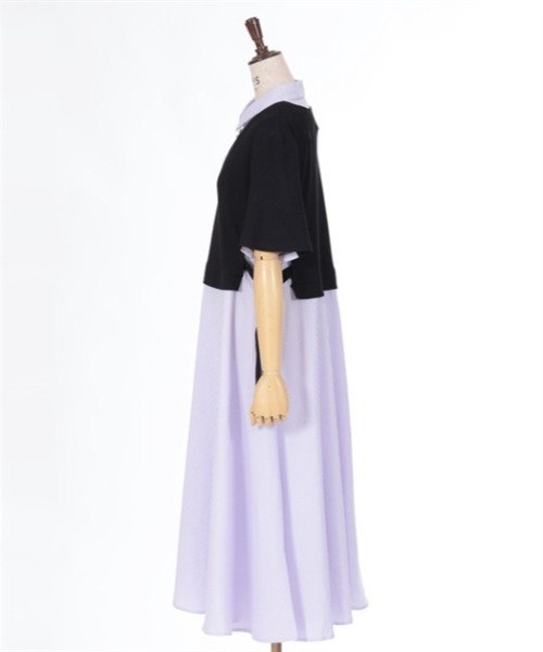 axes femme(アクシーズファム)の「重ね着風ストライプシャツワンピース(ワンピース・レディース・キナリ/ネイビー/ブラック・FREE)」の7枚目の写真